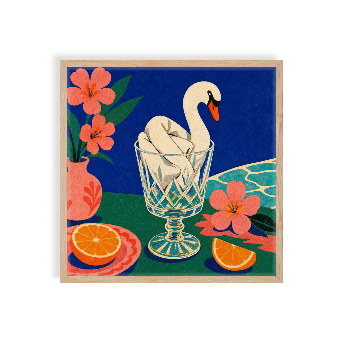 Leslie Funke's artwork called "Swan in a Sundae Glass"