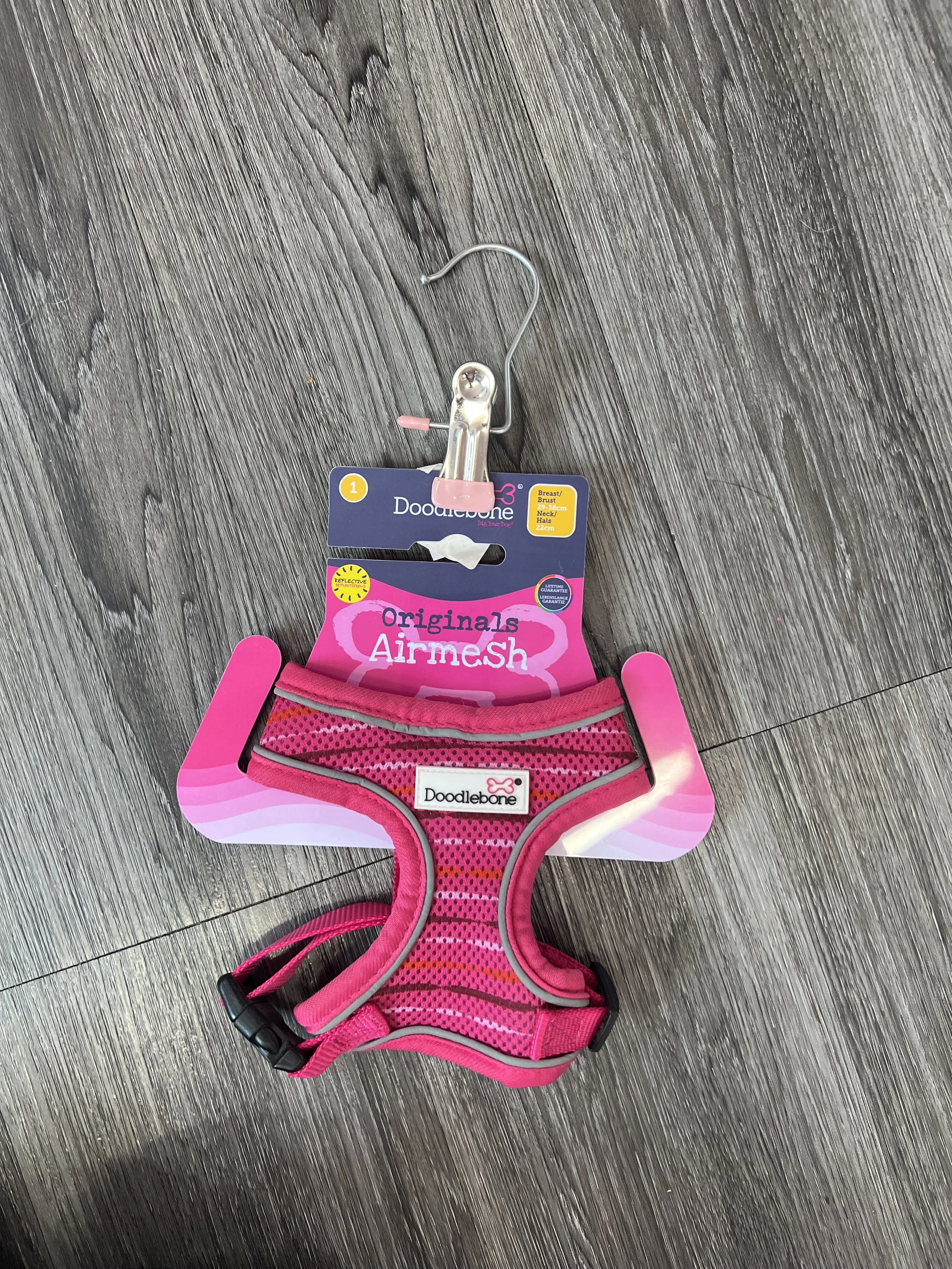 Doodle bone pink stripe harness