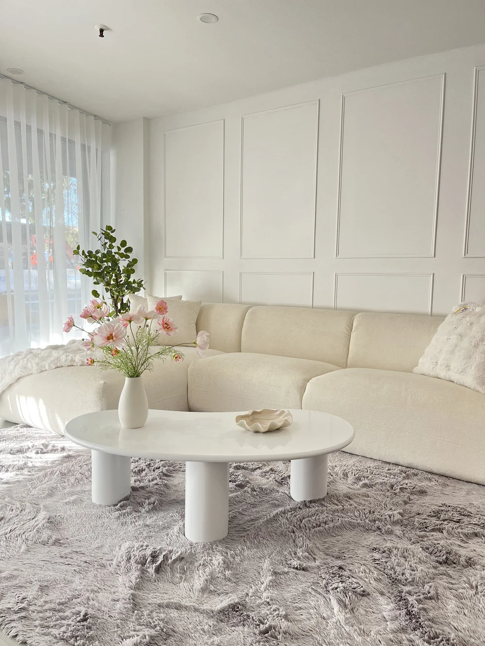 Flowers on the sofa side table