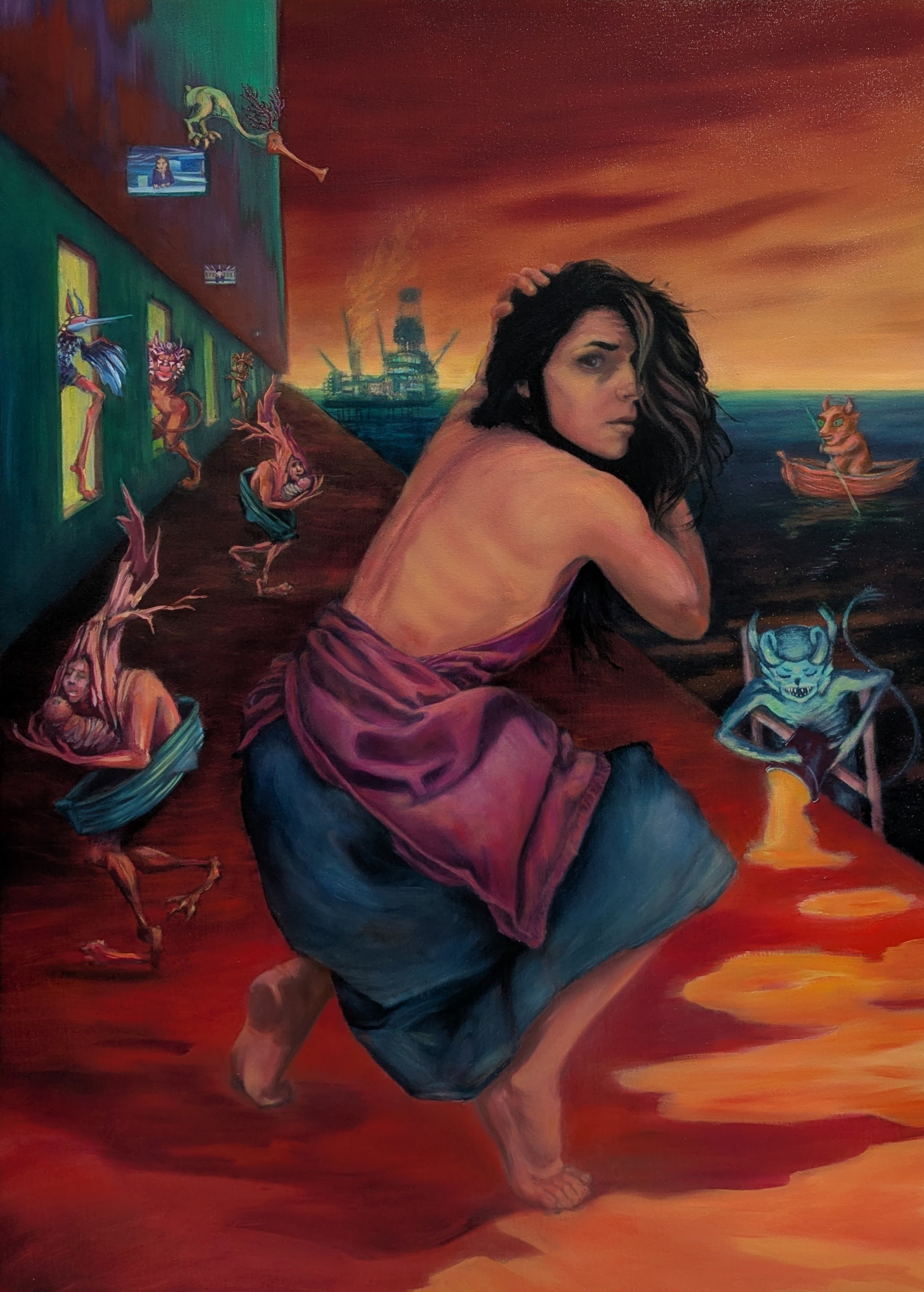 Autoportrait aux démons - peinture à l'huile - 120 x 81 cm - 2025