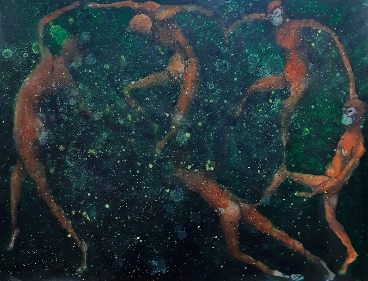 Singerie masquée - peinture à l'huile - 2021