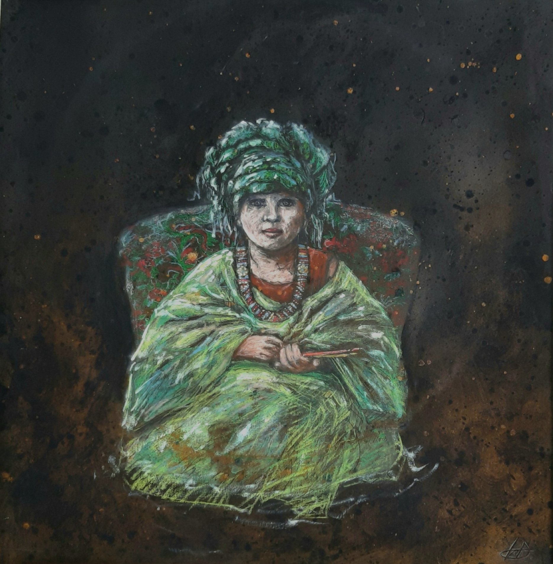 Série Les Mondes Parallèles : Origine 1, acrylique, encre sur papier, 35 cm x 36.5 cm - 2020
