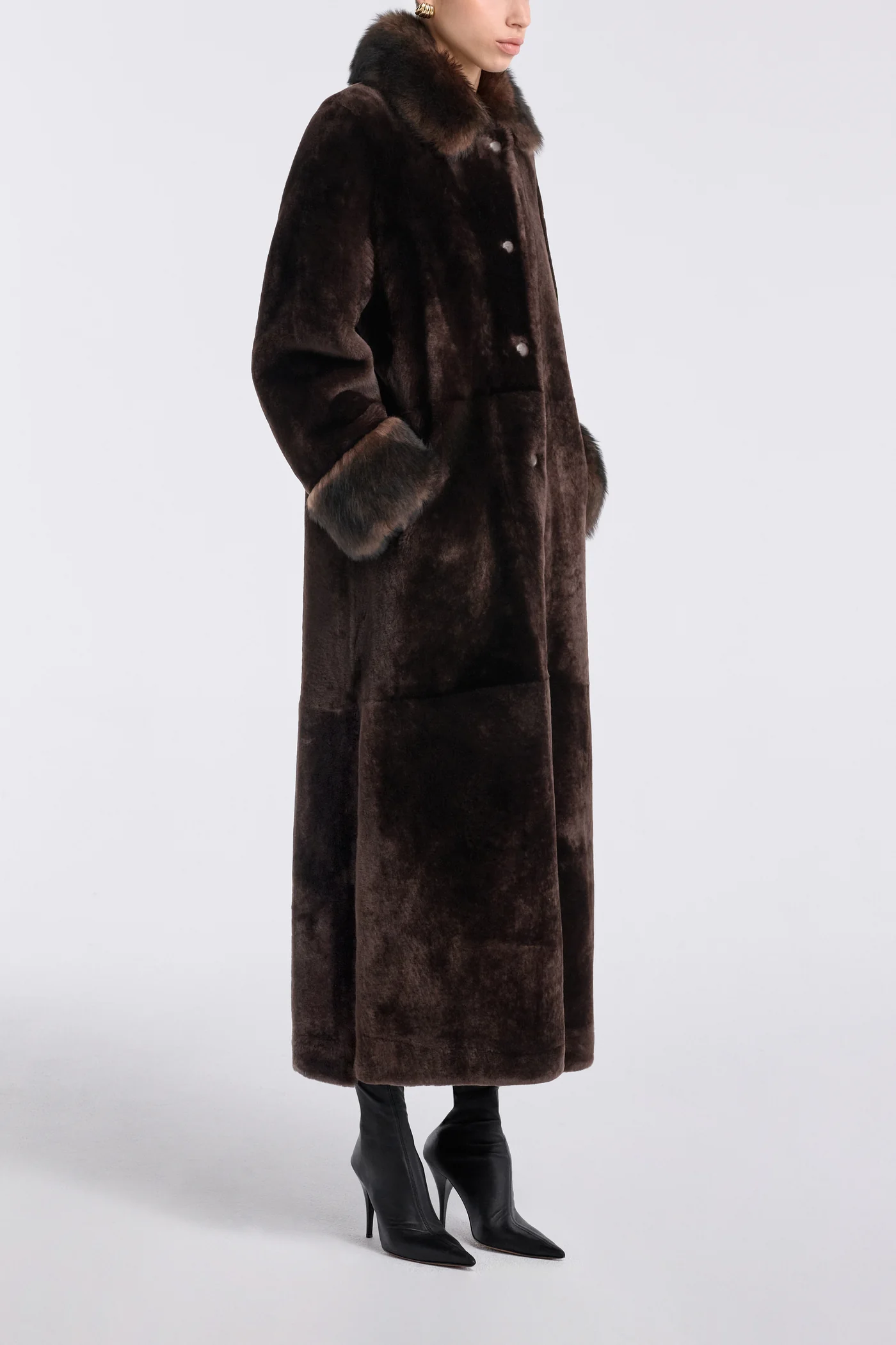 Enya Rich Shearling Coat | Deep Brown | $4,775 CAD