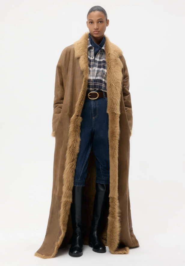 Reversible Long Aspen Jacket in Shearling | Toasted coconut | $4,995.00 CAD