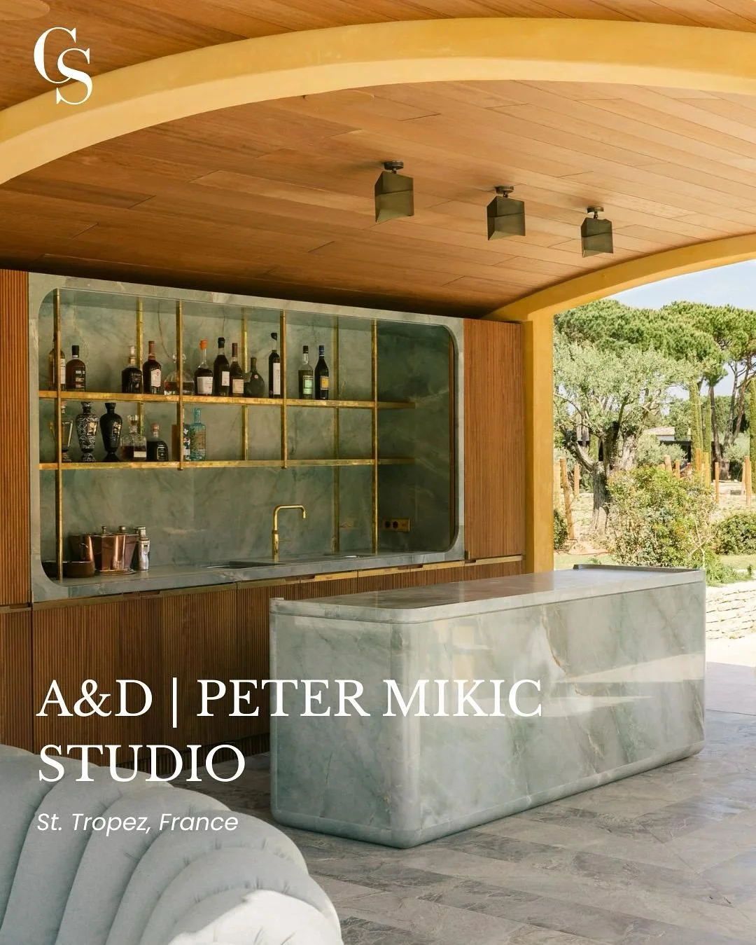 Jaw dropping. Peter Mikic Studio brings a distinctly modern lens to timeless European elegance. In St. Tropez, his work unfolds through sculptural stone, warm wood, and luminous brass &mdash; details that echo the Mediterranean landscape while elevat