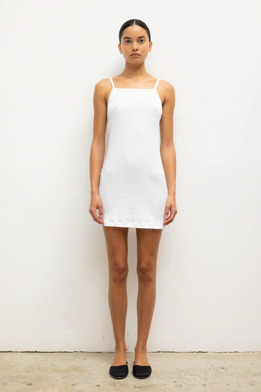 Pointelle Square Neck Mini Dress | $175.00 CAD