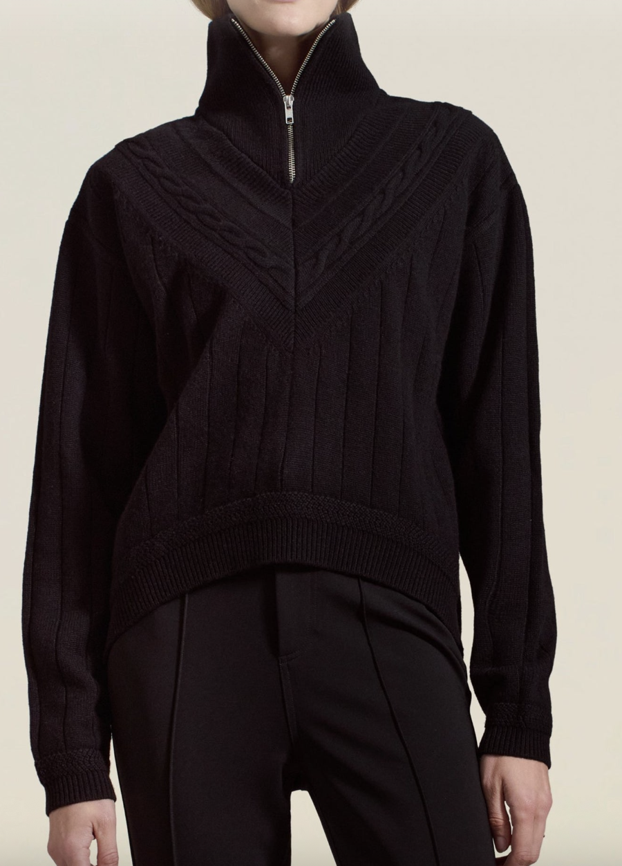 Josie Layered Sweater in Black Cashmere Wool Blend | $322.00 CAD