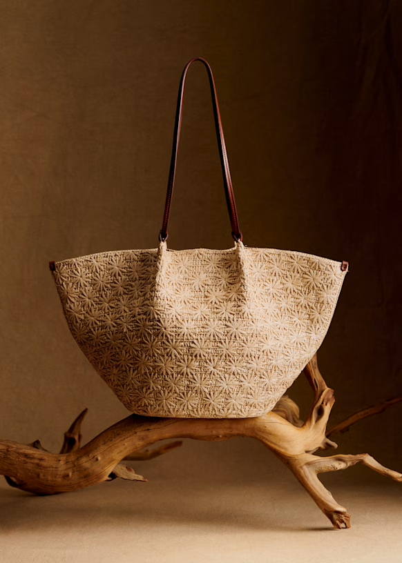 Mara Basket | Natural Raffia Embroidery | $600 CAD