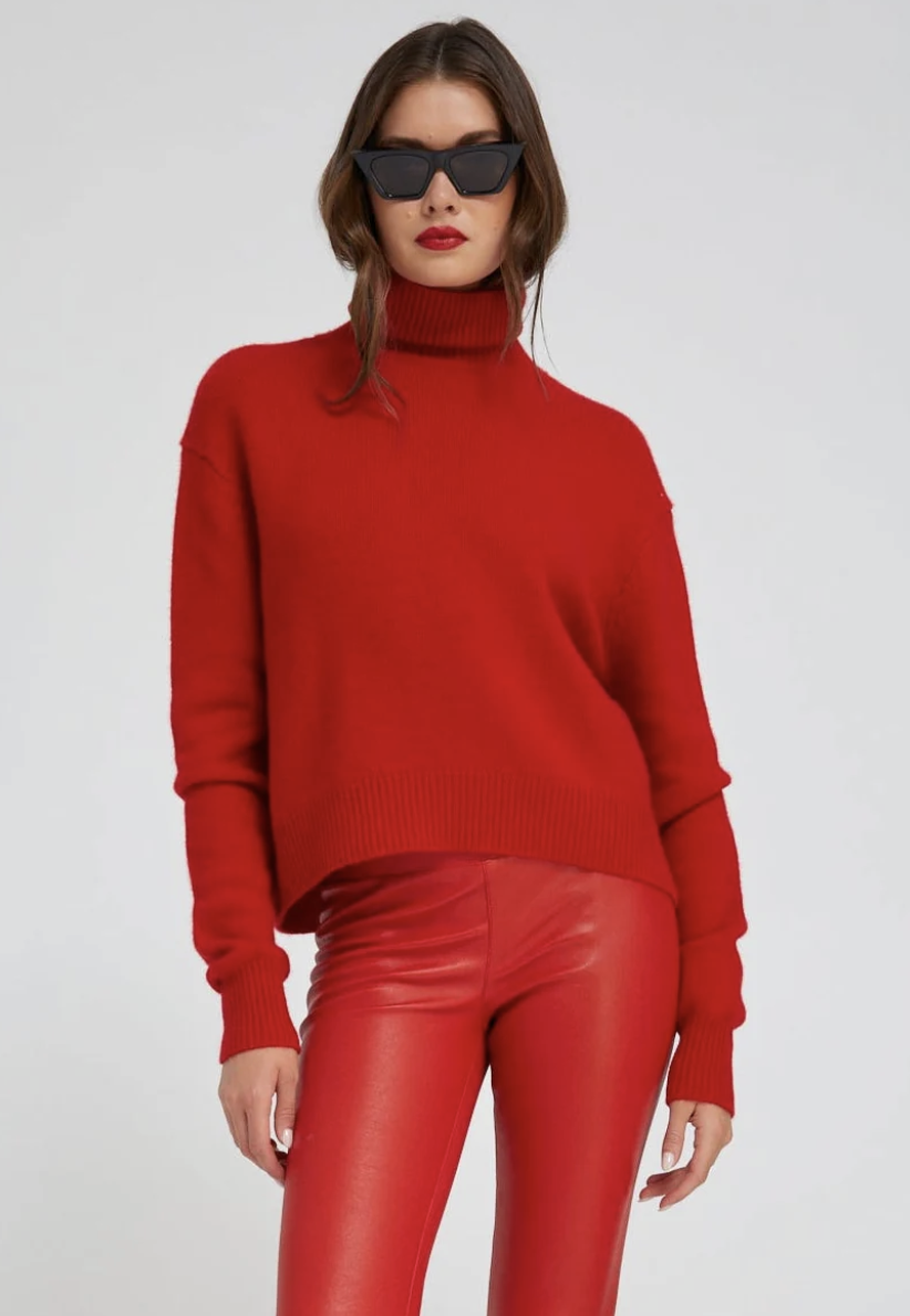 Red Cashmere Long Sleeve Turtleneck | $1,250.00 CAD