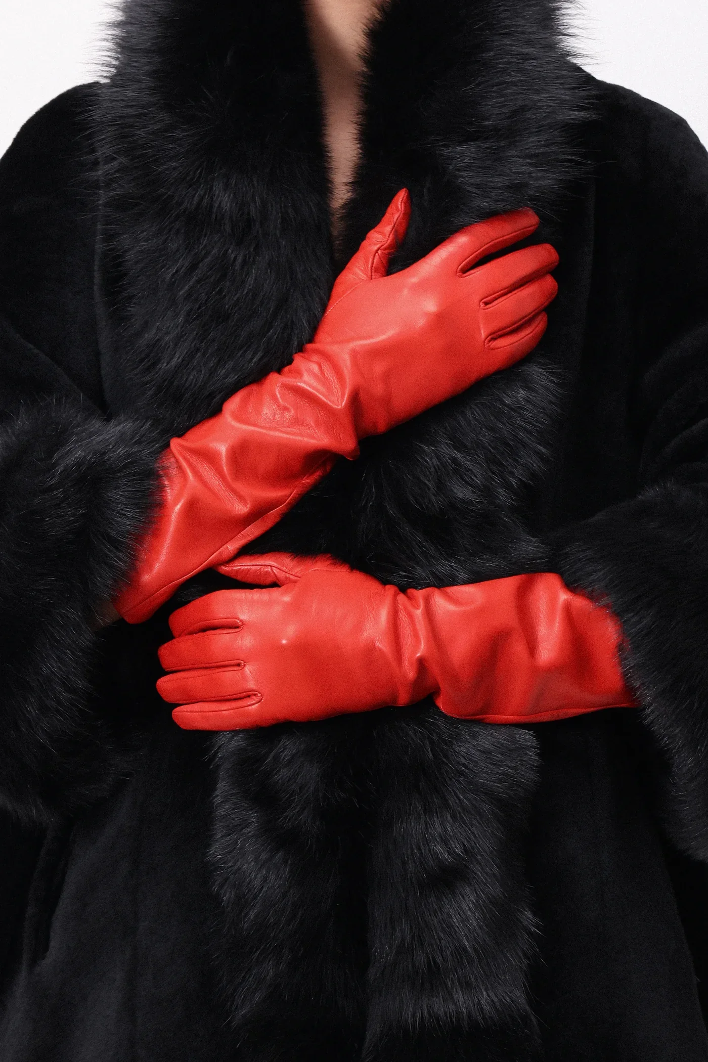 Long Butter Soft Leather Gloves | Lipstick Red | $741 CAD