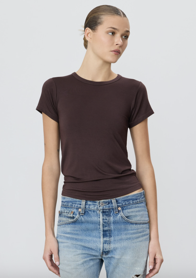 FITTED CREWNECK SHORT SLEEVE T-SHIRT | Espresso | $163.00 CAD