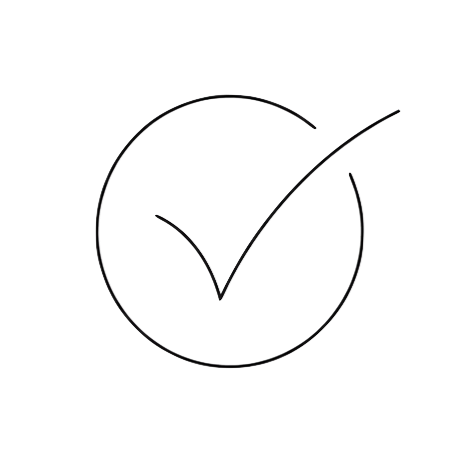 A check mark inside a circle.