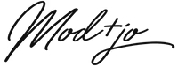 A black background with the word 'mod+jo' written in cursive font.