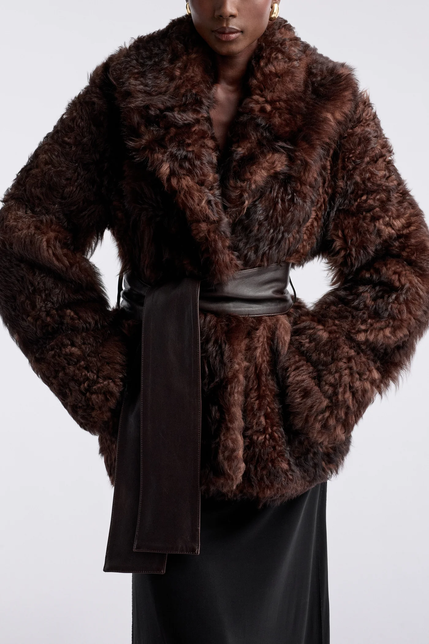 Noa Plush Shearling Coat | Bourbon | $3,788 CAD