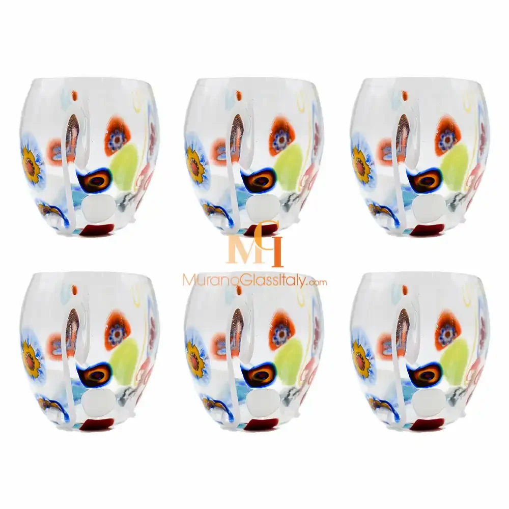 MuranoGlassItaly | Notevole – Millefiori Drinking Glasses | $884.41 CAD