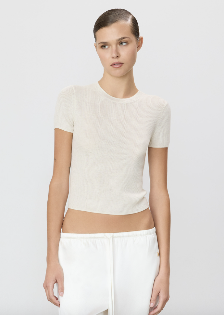 RIB STITCH BABY TEE | Bone | $460.00 