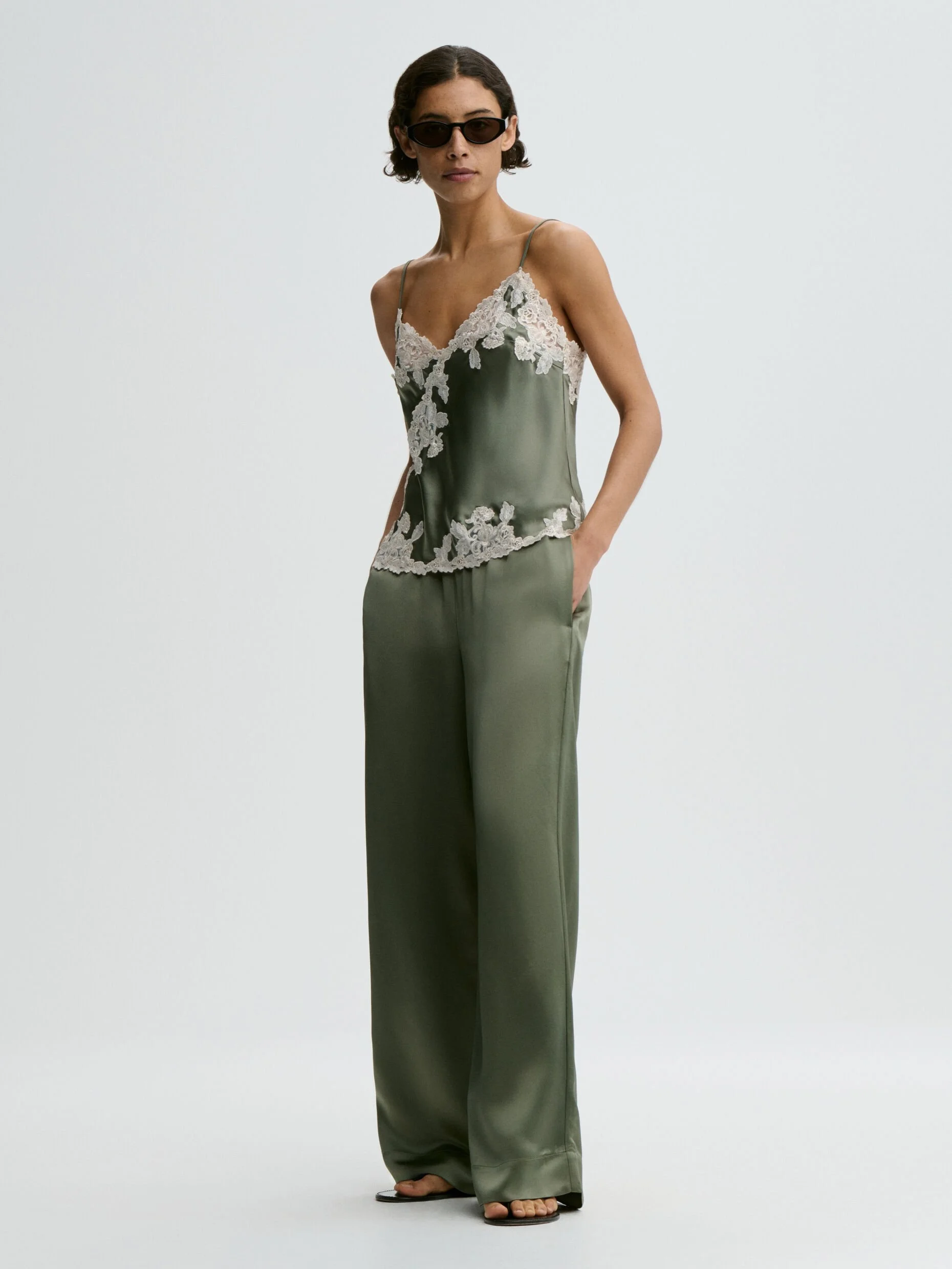 Madeleine satin top | Deep Lichen Green | $521.14 CAD