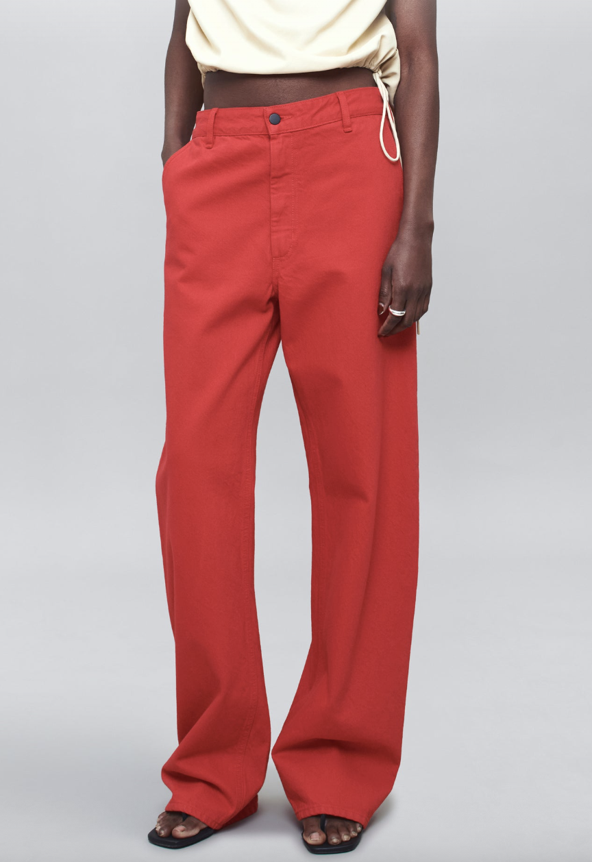 Column Leg Jeans in Cotton Denim | Red Cotton | $420.00 CAD