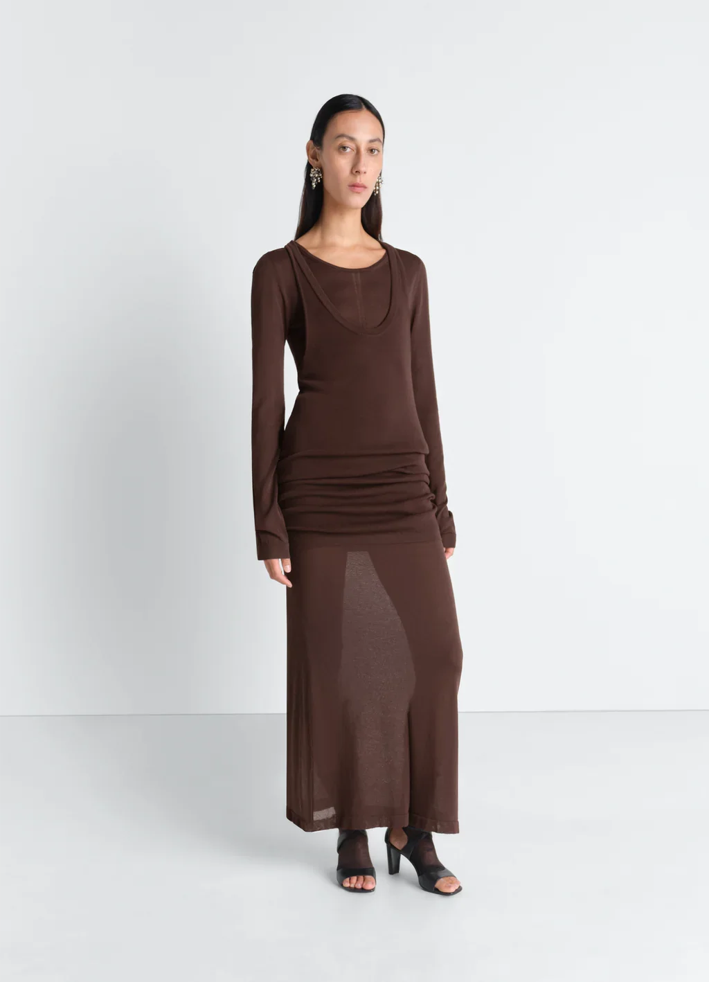 LONG SLEEVE TUBE DRESS IN VISCOSE CREPE | Fig | $1,050.00 CAD
