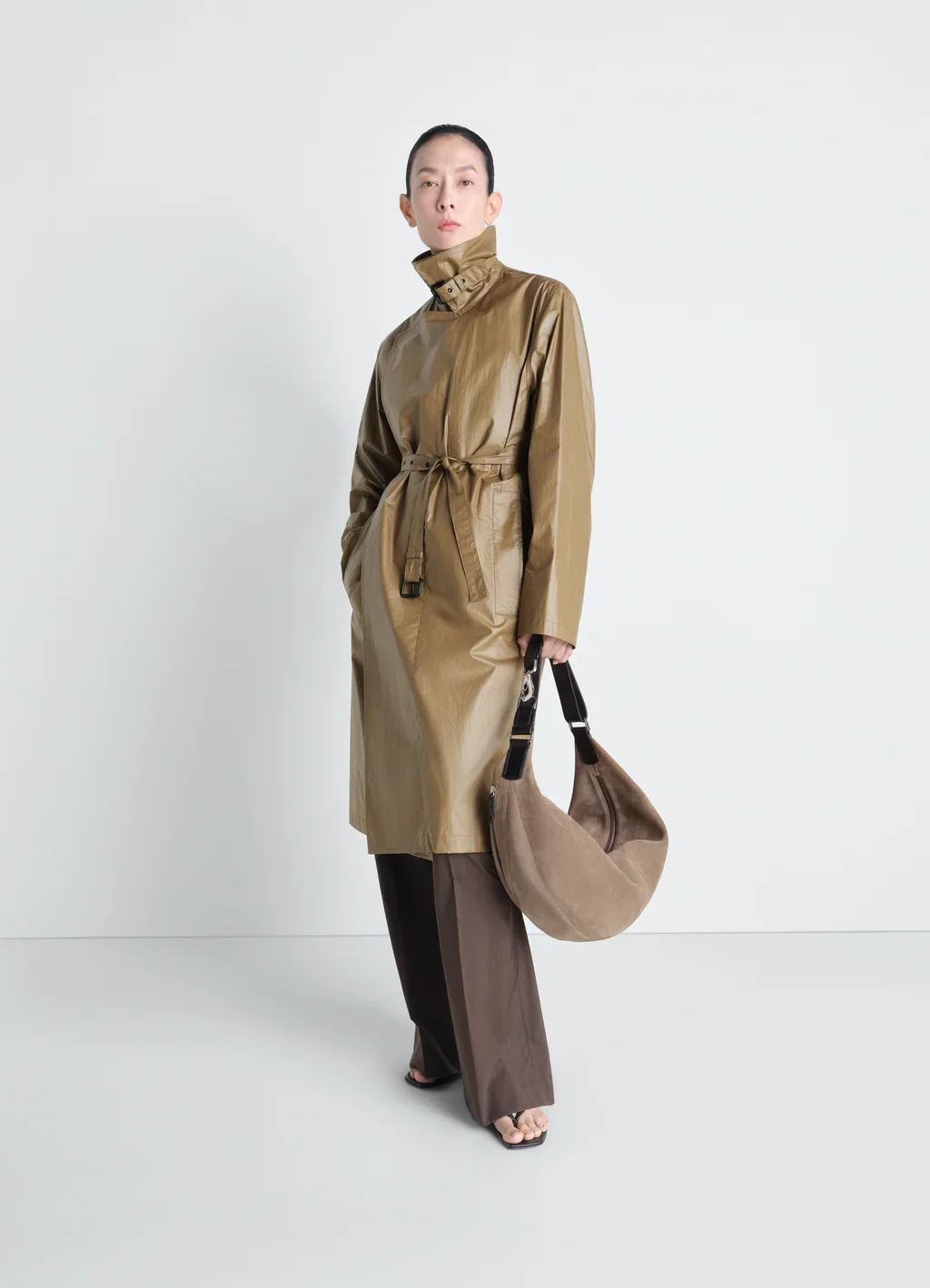 LIGHT WRAP COAT IN LIGHT COATED COTTON | Khaki | $2,100.00 CAD