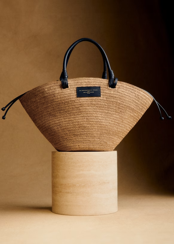 Justine Basket Bag | Deep natural navy raffia | $405 CAD