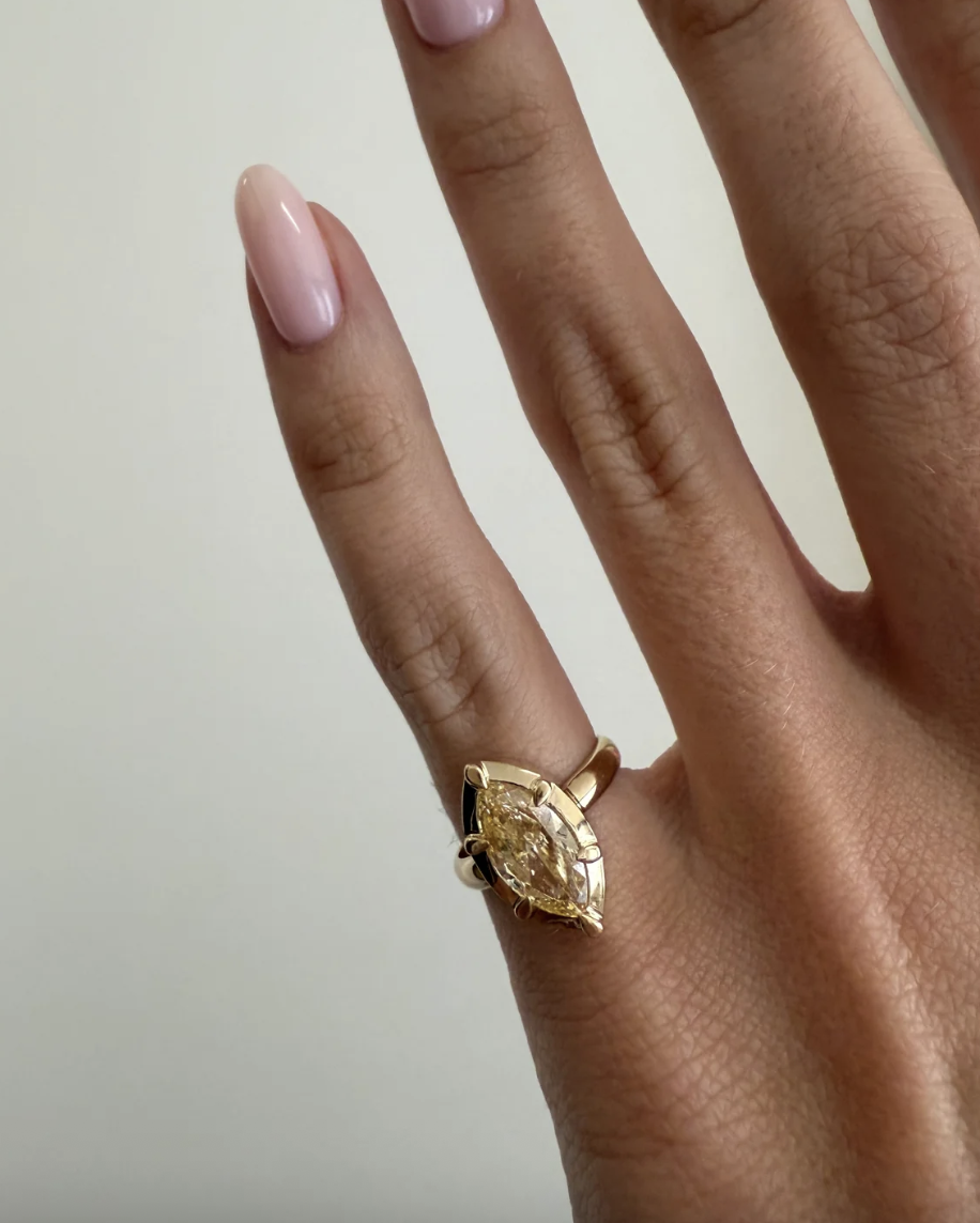 Mega Marquise Button Back Ring in Fancy Yellow | $4,220.00 CAD