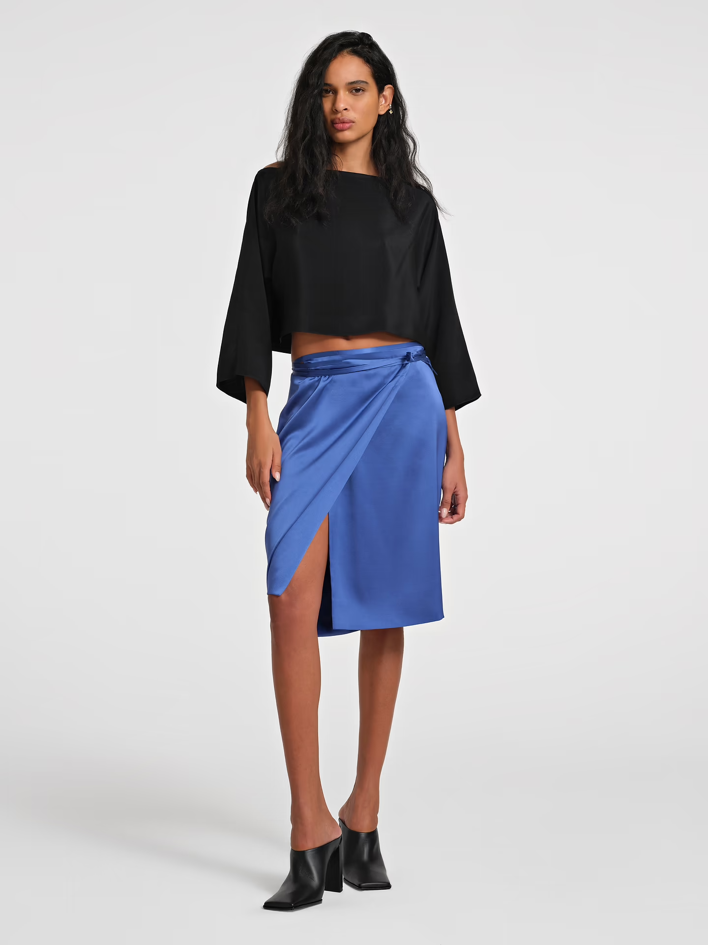 AFLALO NYC | Rixa Skirt in Silk | Neptune | $874.00 CAD