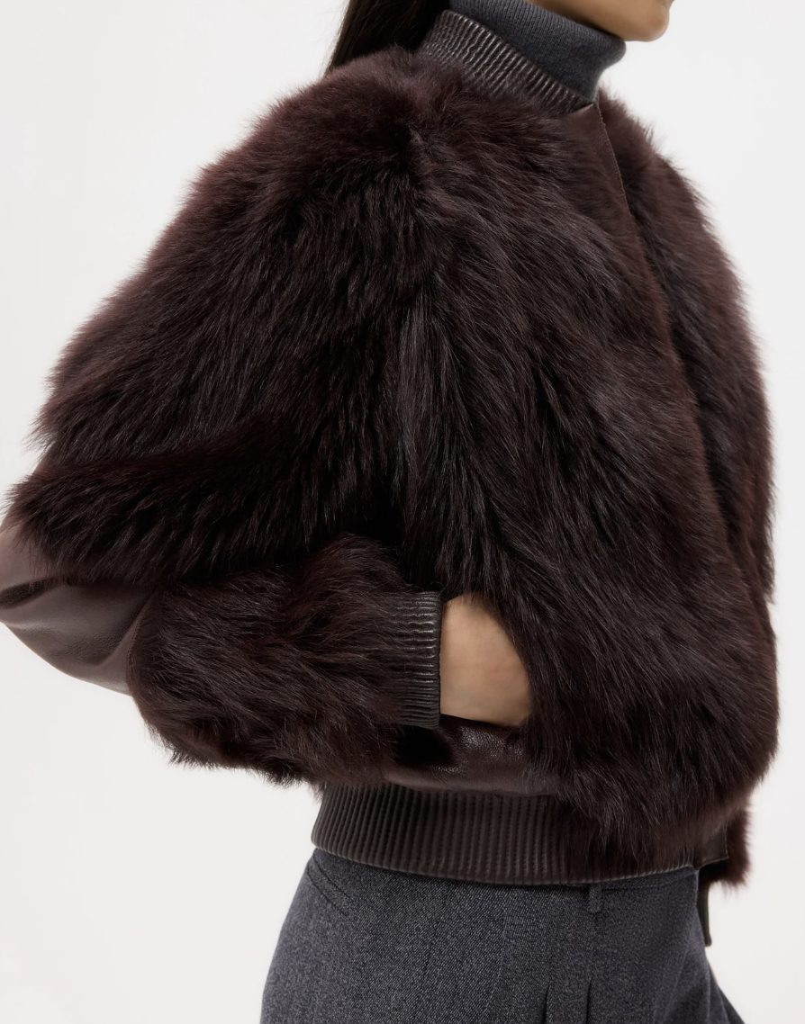 Marnie Jacket in Shearling | Deep red wine | $2,995.00 CAD