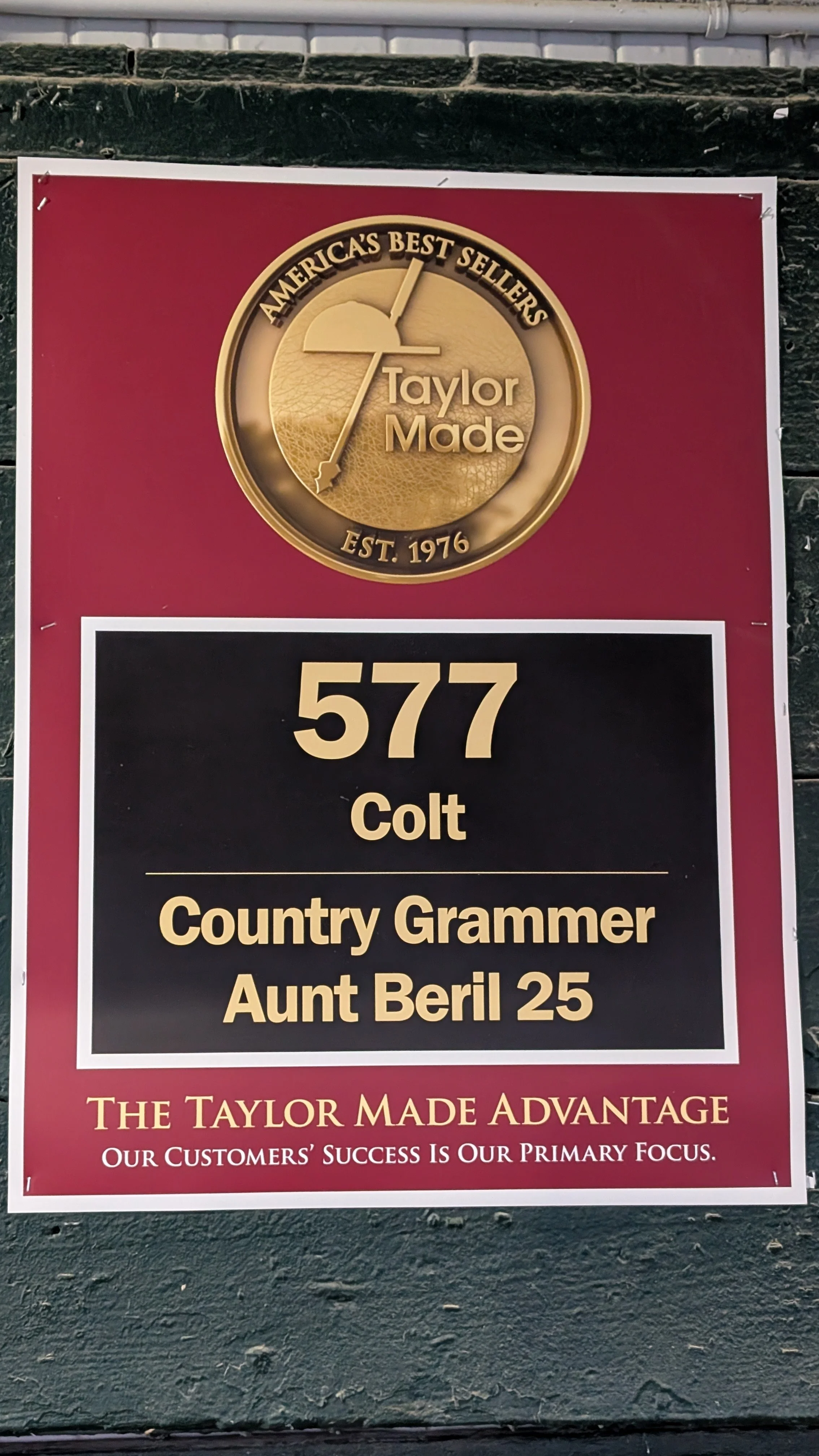 Stall sign at the sale