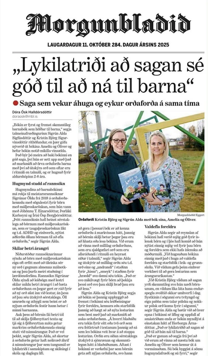 Umfjöllun í helgarblaði Morgunblaðsins um útgáfu Amelíu&amp;Ólivers 