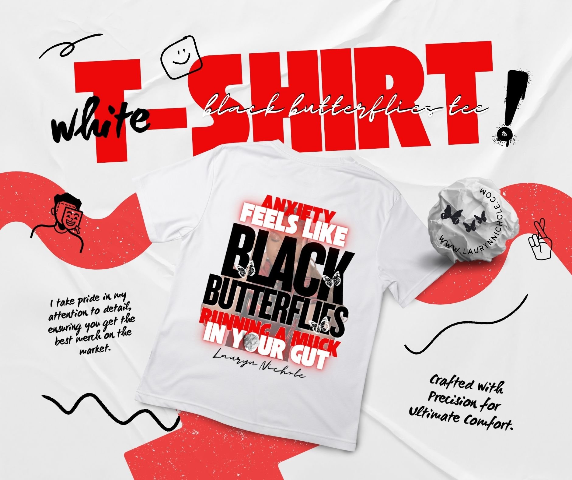 Anxiety Feels like Black Butterflies — TEE (FREE SHIPPING)