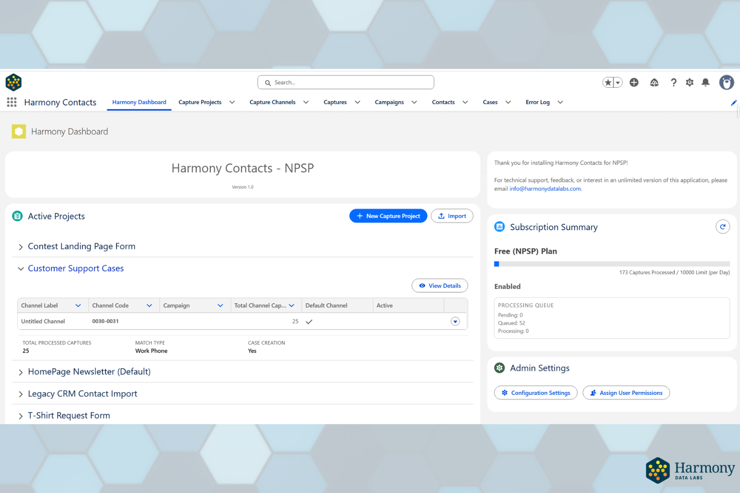 Harmony Contacts Home Page