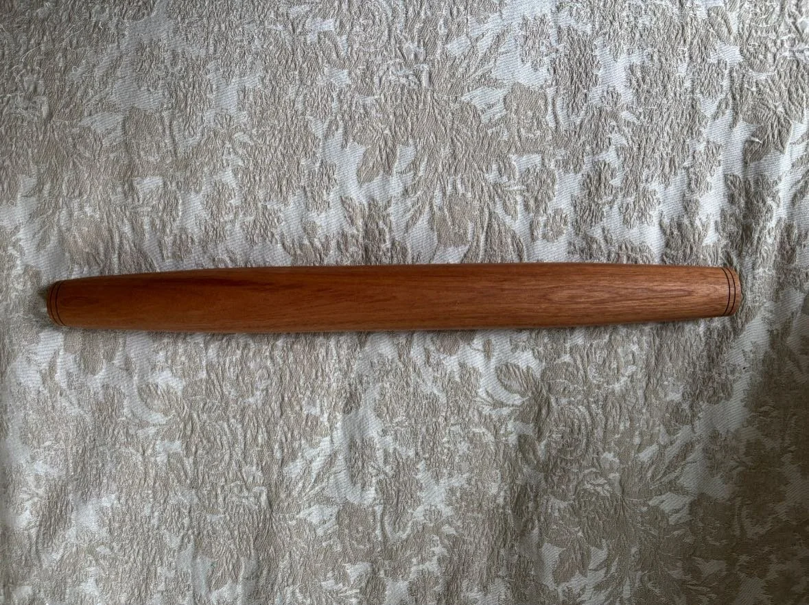 Beautiful, French style rolling pin for sale. Made from sapele,food safe finish. With tax, $40.09. Can be engraved fo additional fee of $16.00.