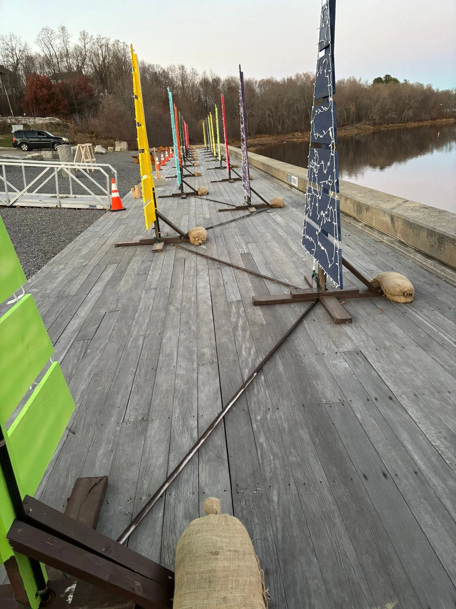 Lost my working light. Got the plaques all installed. Wiring became a bit of a challenge. Initially I was planning on stapling the wires to the deck. It soon became apparent that would not be the best option. After some deliberation, the trees now ha