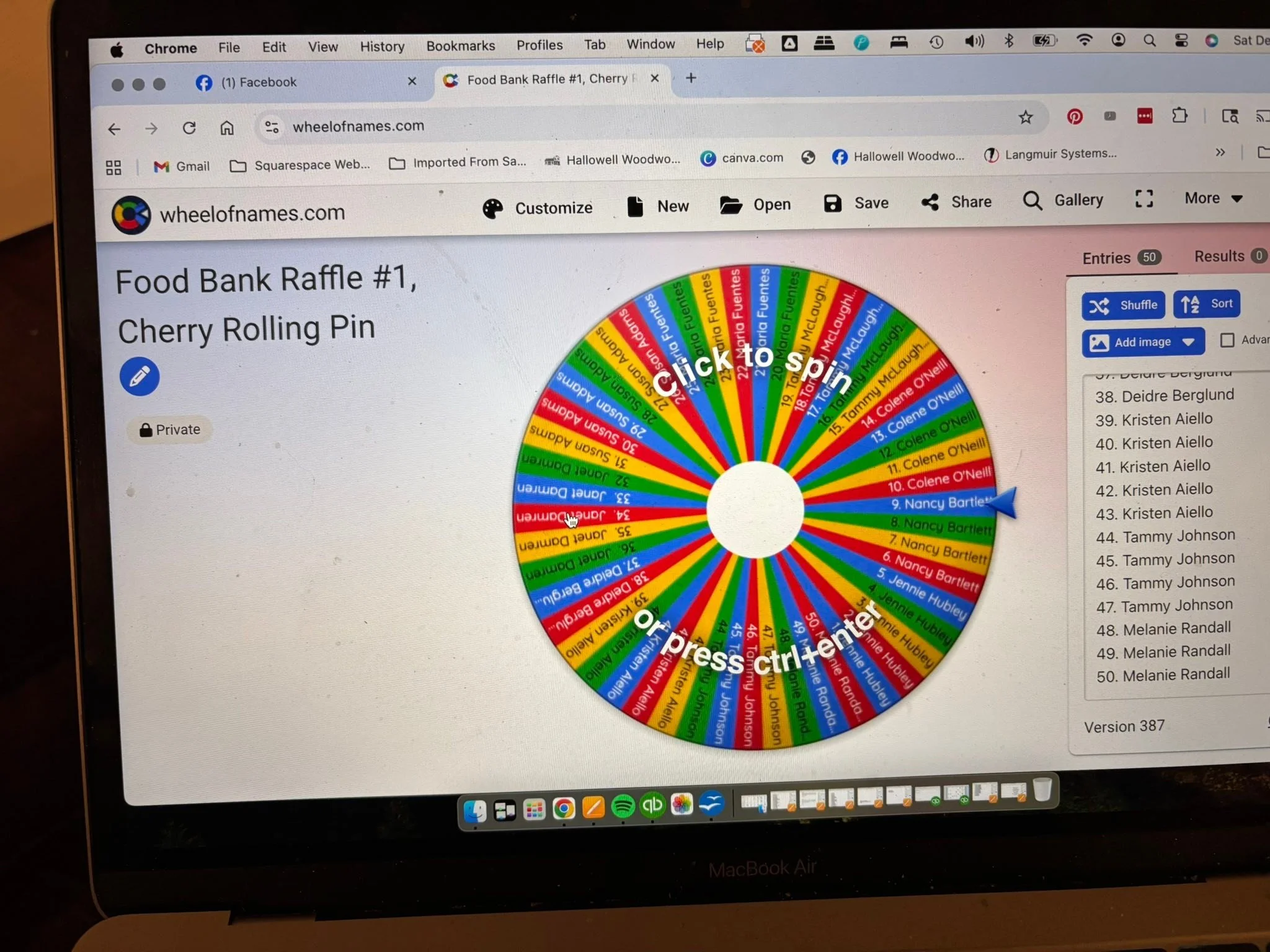 The random name selectors have all been loaded with names. Depending on how long it takes to repair the bulkhead trees, raffles will probably be later today. I will post winners and videos of the actual drawings. 

If you haven&rsquo;t done so, pleas