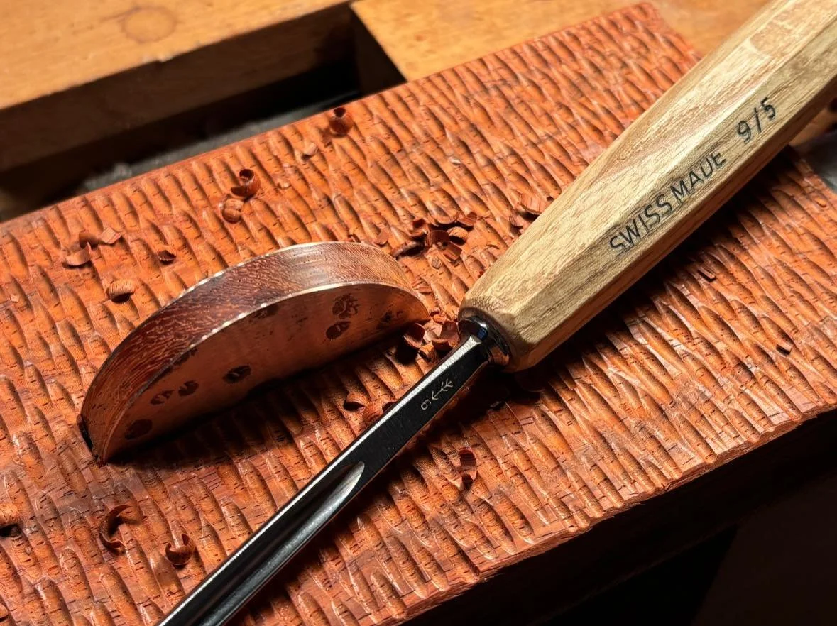 Perfect day for a fire in the woodstove, Radio Paridise and some surface carving. This will be a cheery box with a padauk top. Will post pictures when complete. 

Continuing to work on my hand tool skills. It is critical that the carving gouges are r