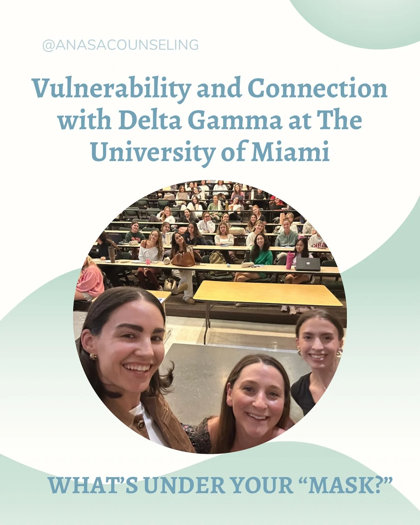 Had a great time speaking to miamideltagamma about vulnerability and connection last night. We loved hearing about what hides under the surface of your &ldquo;mask&rdquo; and appreciate all your openness. Thanks for having us! 💙🌱

#MentalHealth #Me