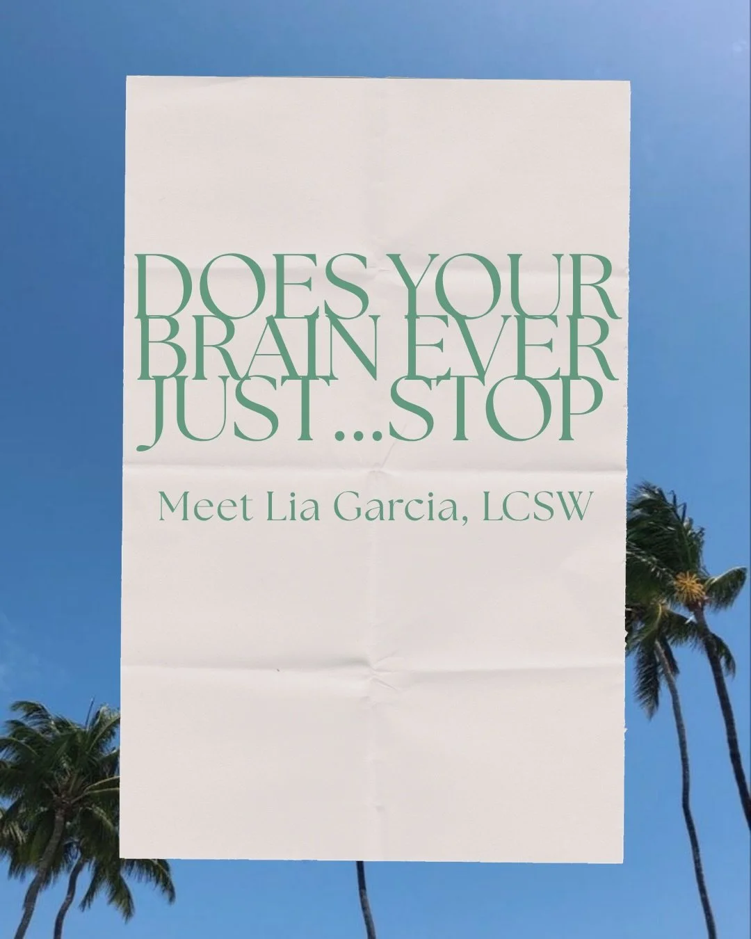 Ever feel like your brain just won&rsquo;t let something go? 
Sometimes, the more we try to find certainty, the more stuck we feel.

Meet Lia Garcia, LCSW! She helps clients build a different relationship with their thoughts and learn to navigate unc