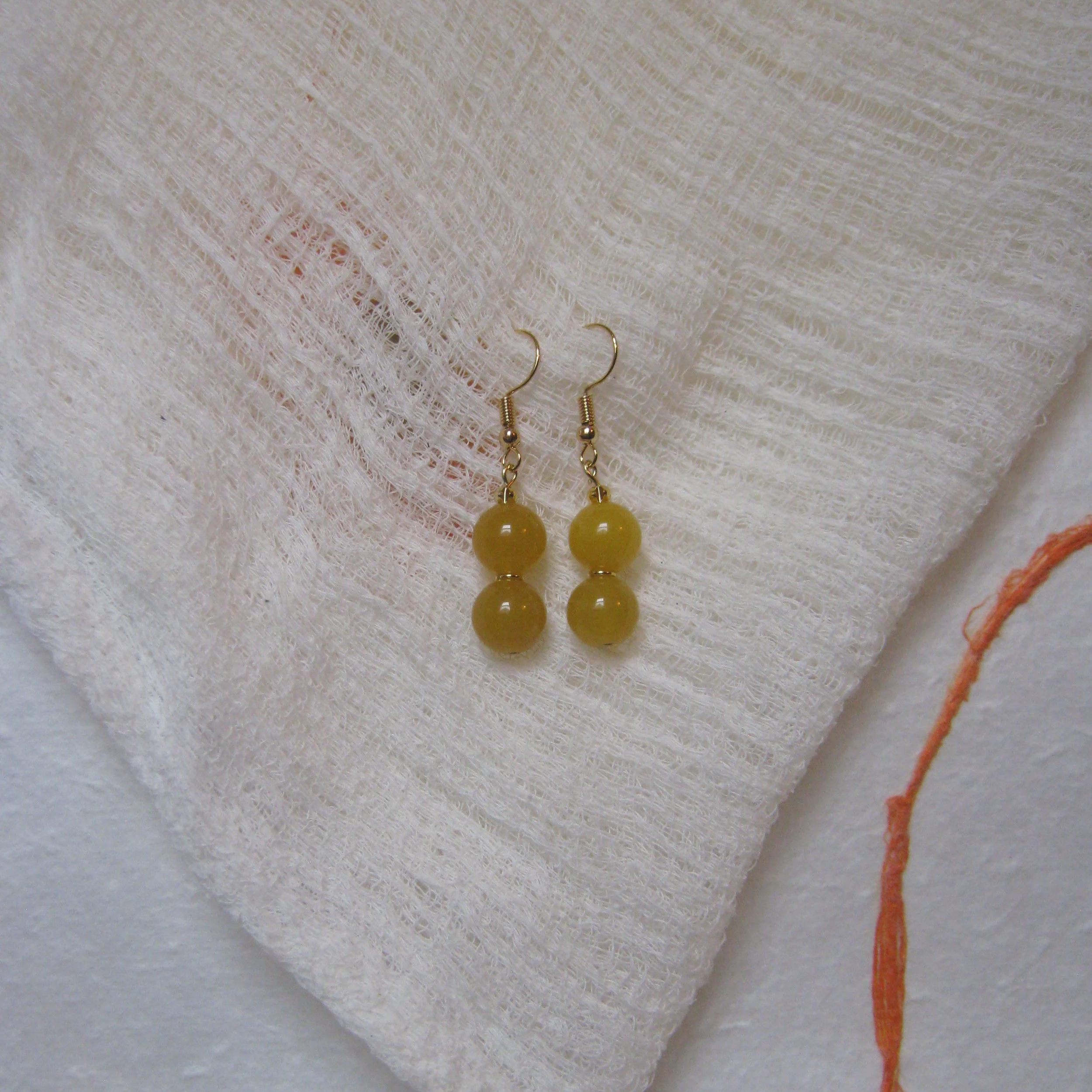 Yellow Dyed Dolomite Stack Earrings - $12 | Dolomite encourages charitable actions. It is used for energy alignment, balance, and energy blockage. It promotes emotional stability, creativity and balance.