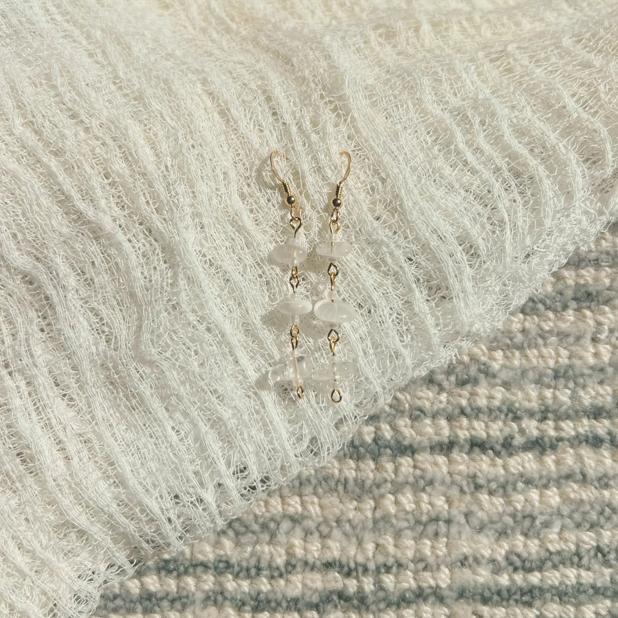 Clear Quartz Dangle Stack Earrings - $12 |  Clear Quartz is associated with clarity, purity, and light. It is a powerful cleanser of negative energy and can help to bring balance and harmony into your life.