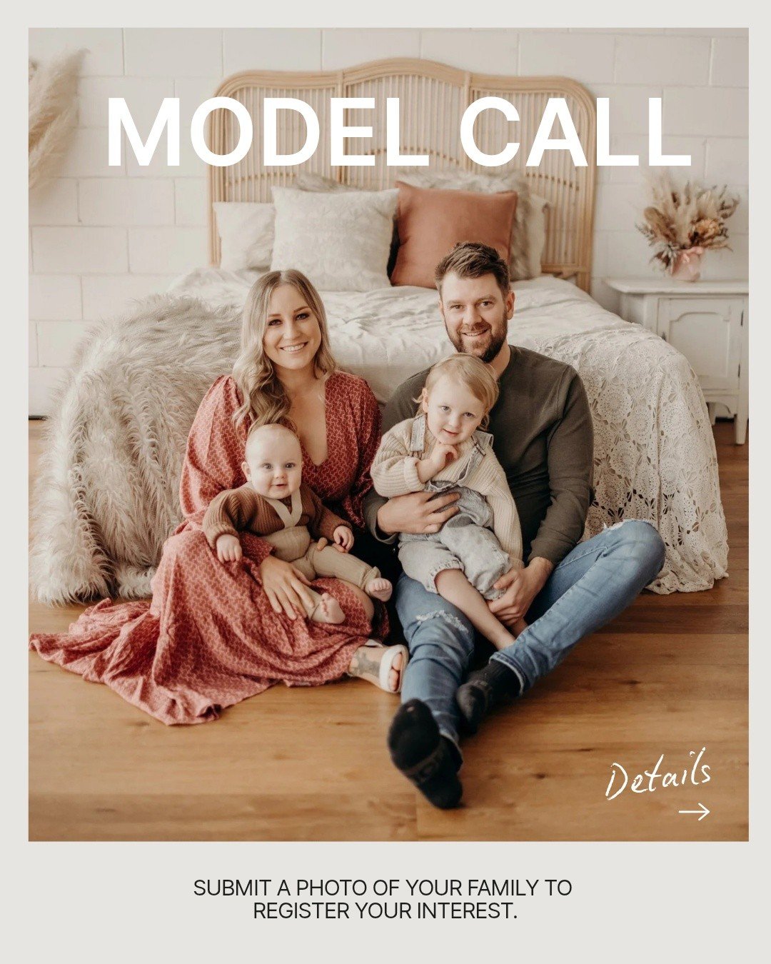 ✨ MODEL CALL ✨

I&rsquo;m looking for a beautiful family with multiple young children (around ages 5&ndash;7, with one toddler welcome) to take part in a short styled session I&rsquo;m creating.

This session will have a relaxed, earthy &ldquo;mother