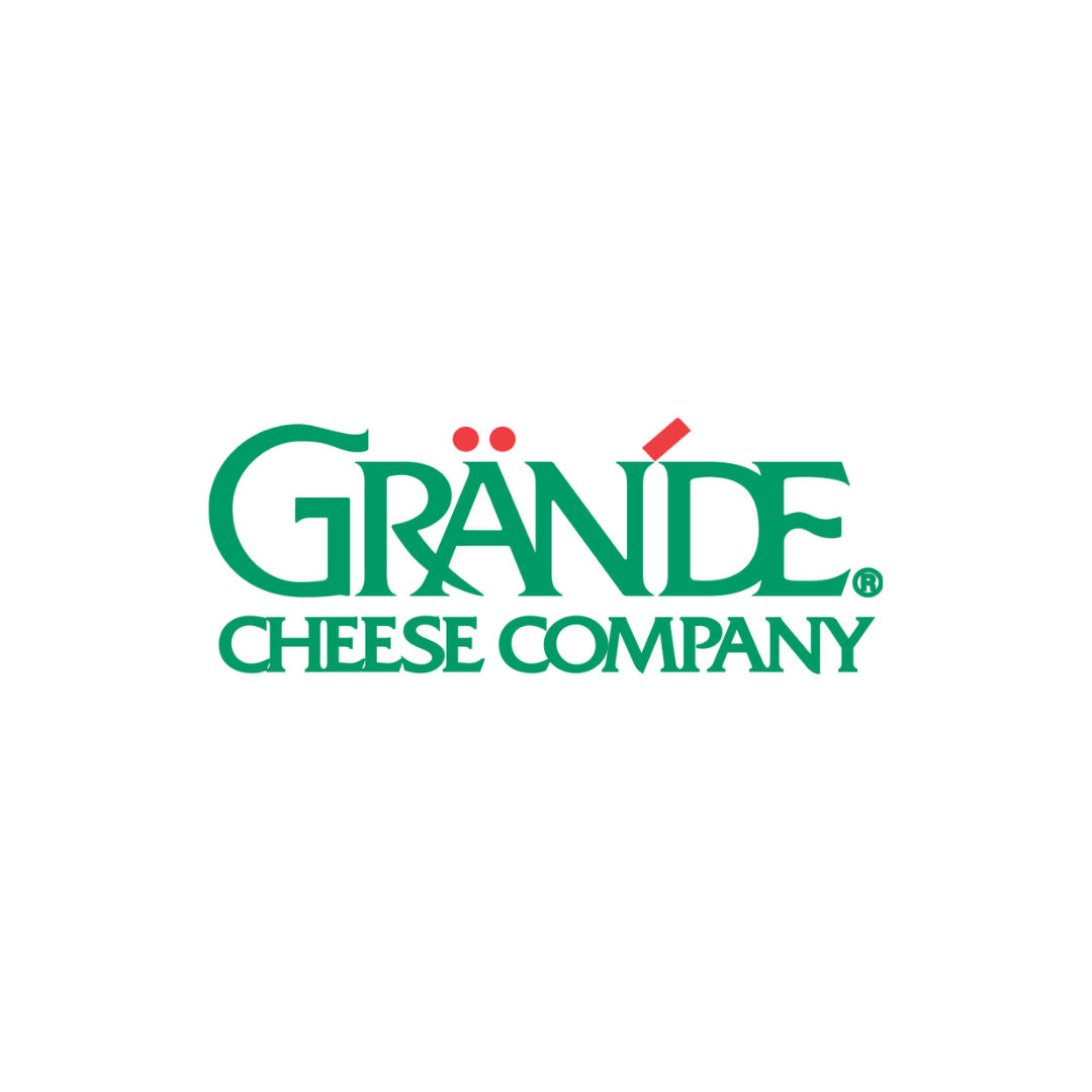 Grande Cheese Company logo with green and red text on a white background.