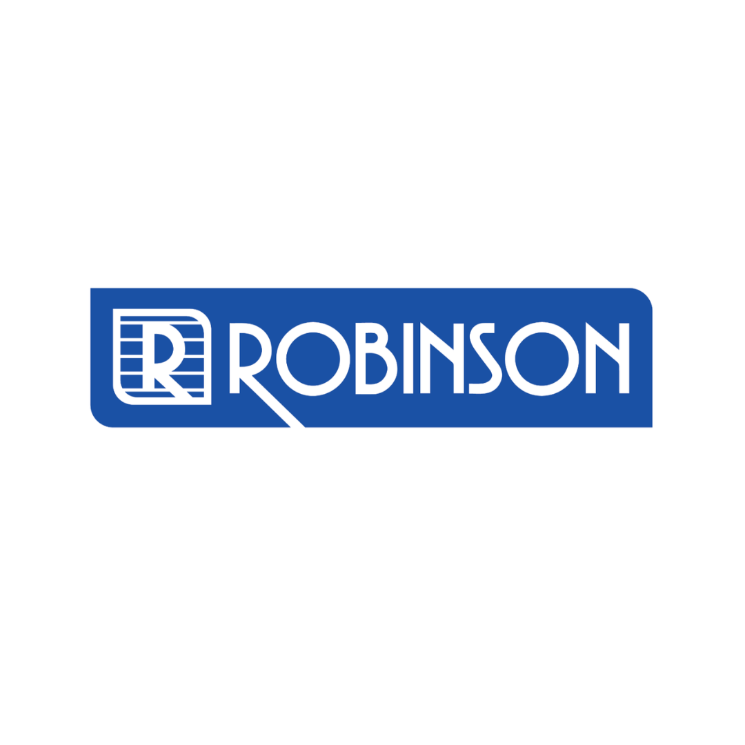 Blue Robinson logo with stylized R letter