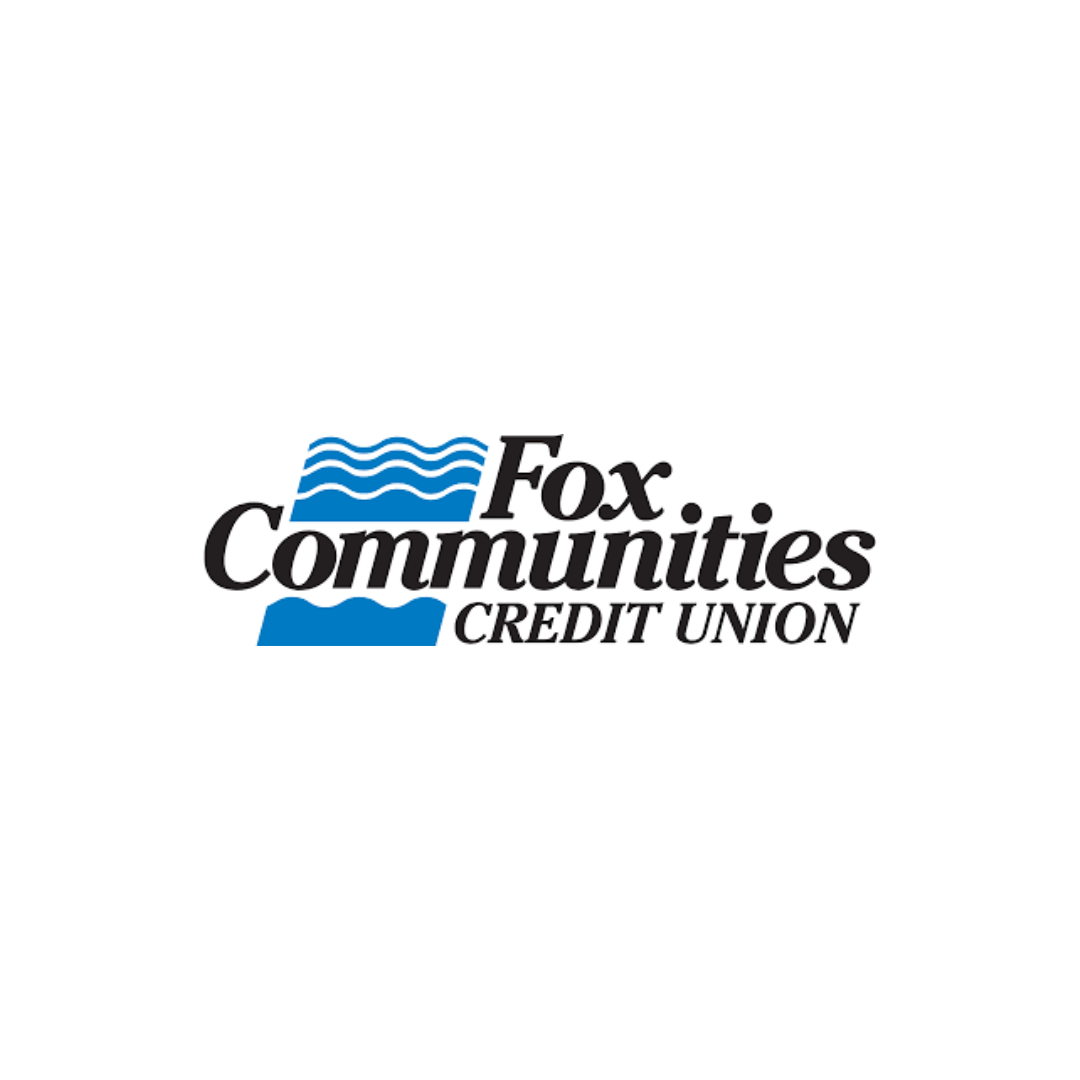 Logo of Fox Communities Credit Union with stylized blue waves.