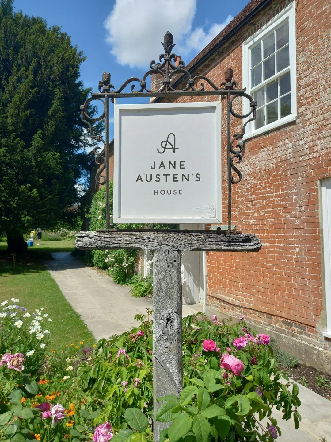 Entrance sign at Jane Austen's House in Chawton, England.