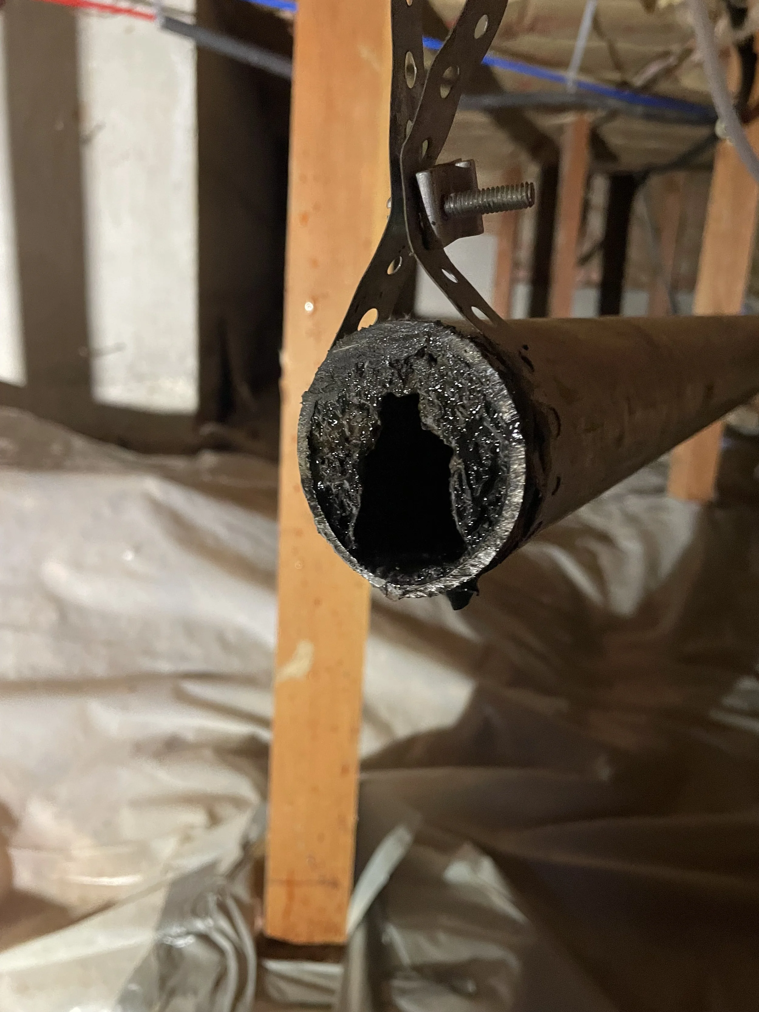 Replaced clogged drain line with PVC