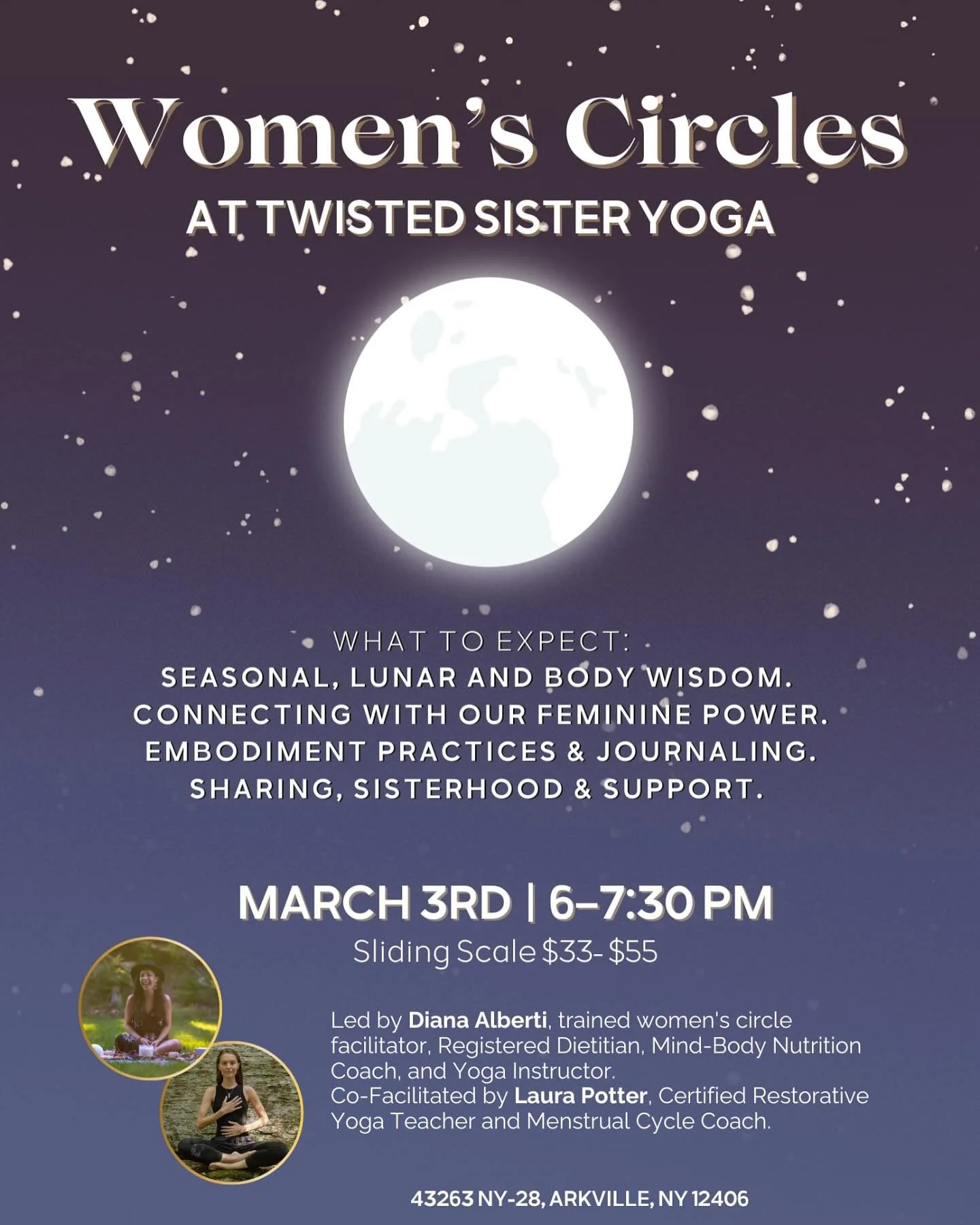 ✨ Tonight! ✨if you’re in the Catskills join us at Twisted Sister Yoga for the first of many women’s circles 💕
Sign up early at the link in bio for the early bird $25 price. 
@diana.wholeheartedlywell 
#womenscircles #womensupportingwo