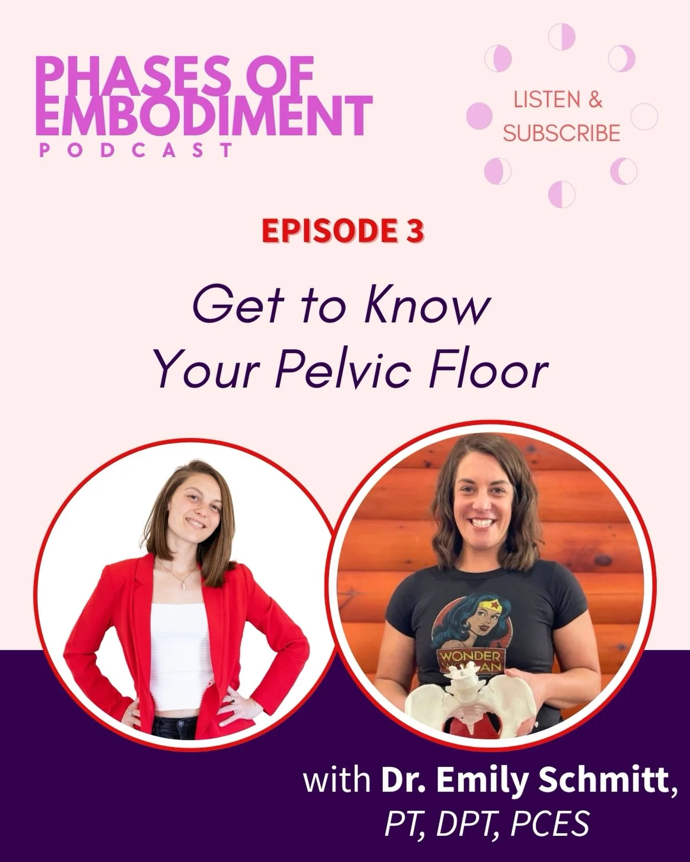 🎙 New Episode Alert!

Your pelvic floor does so much for your body- supporting your core, controlling bladder and bowel function, and contributing to sexual wellness. Yet, most of us barely know it exists!

In this episode of Phases of Embodiment, I