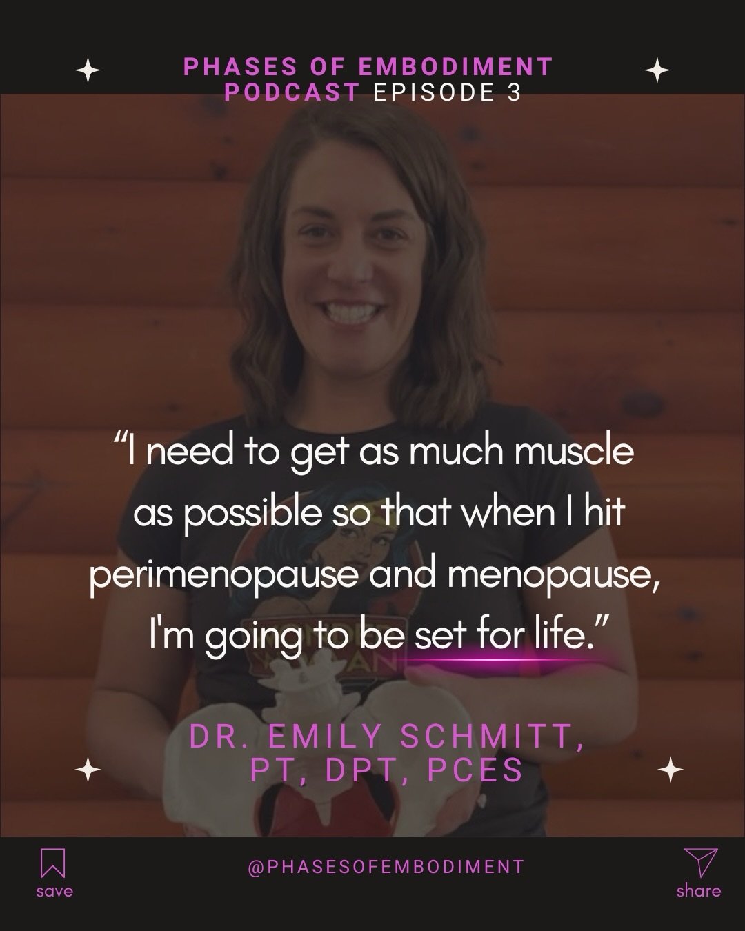 Your future self will thank you! 💪

Listen to Dr. Schmitt and I discuss why strength training is so important across our lifespan along with an in-depth conversation on all things pelvic floor on the Phases of Embodiment podcast. 

Listen on your fa