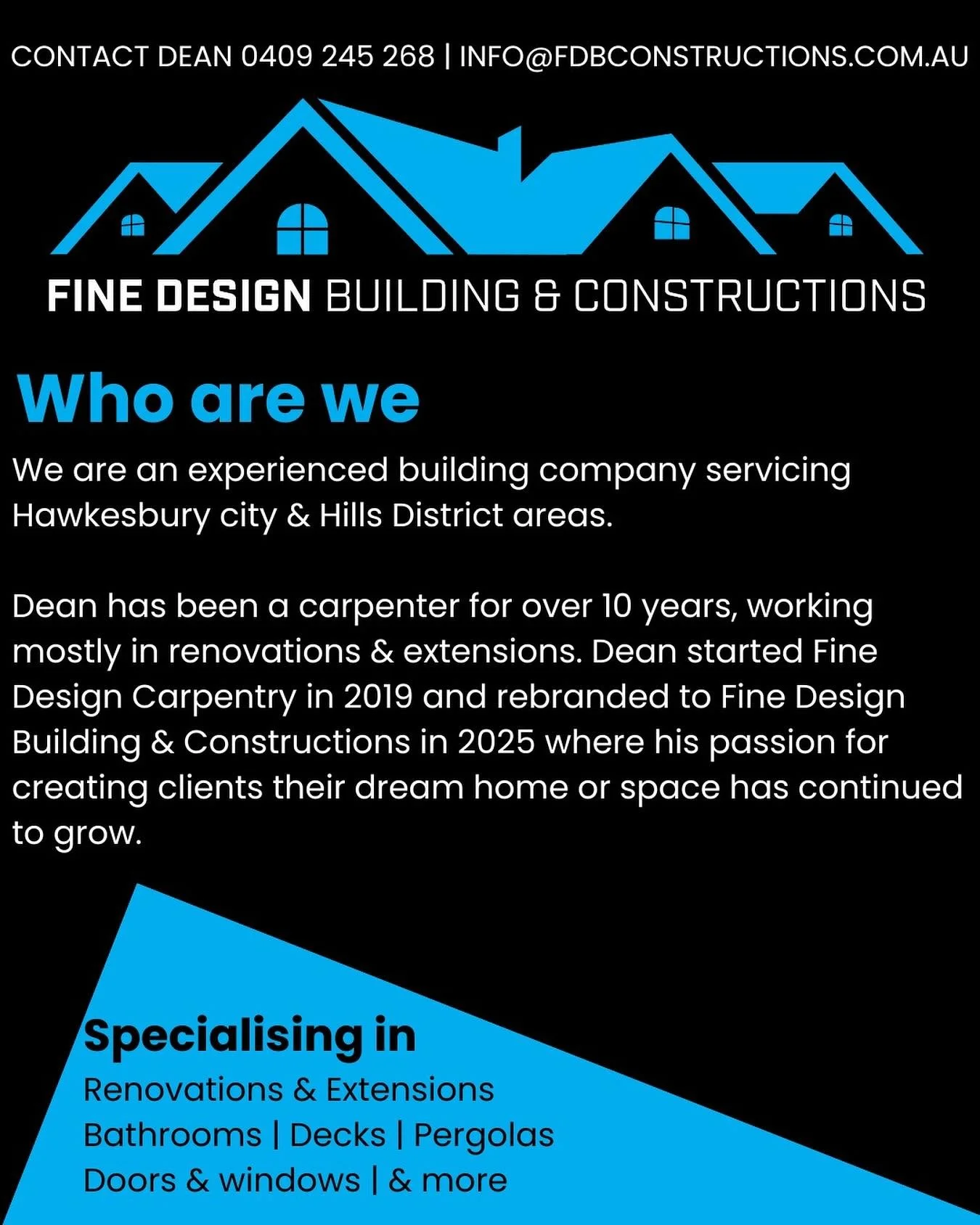 A little bit about who we are for our new followers ✨ 

Reach out via 0409 245 268 or check out our website for further details 👏🏼👏🏼

Www.fdbconstructions.com.au
